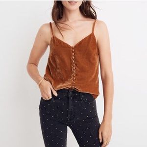 NWOT Madewell Button Down Velvet Camisole